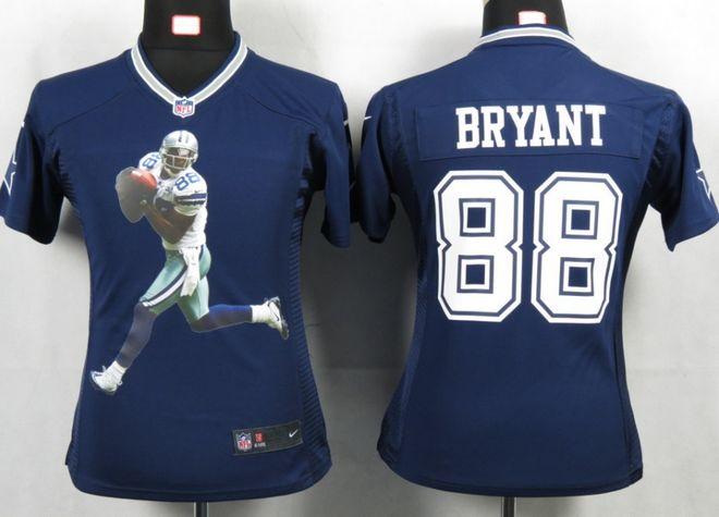  Cowboys #88 Dez Bryant Navy Blue Team Color Women's Portrait Fashion NFL Game Jersey