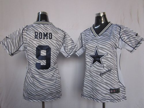  Cowboys #9 Tony Romo Zebra Women's Stitched NFL Elite Jersey