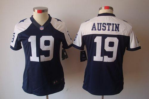  Cowboys #19 Miles Austin Navy Blue Thanksgiving Women's Throwback Stitched NFL Limited Jersey