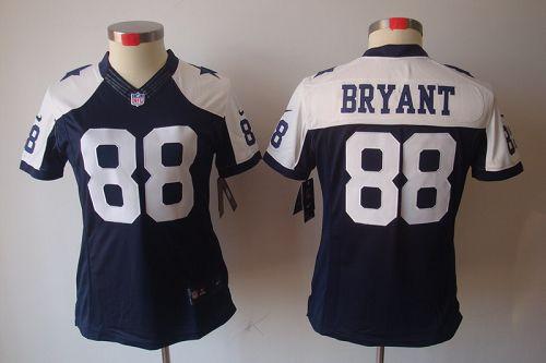  Cowboys #88 Dez Bryant Navy Blue Thanksgiving Women's Throwback Stitched NFL Limited Jersey