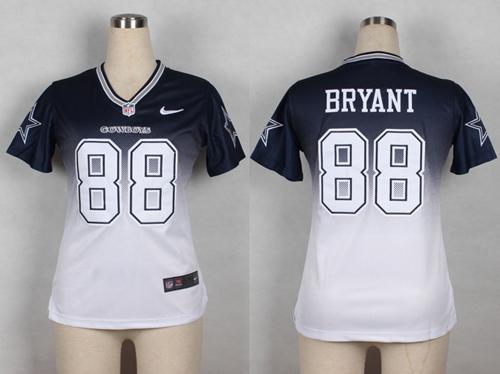  Cowboys #88 Dez Bryant Navy Blue/White Women's Stitched NFL Elite Fadeaway Fashion Jersey