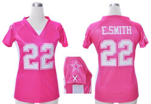  Cowboys #22 Emmitt Smith Pink Draft Him Name & Number Top Women's Stitched NFL Elite Jersey