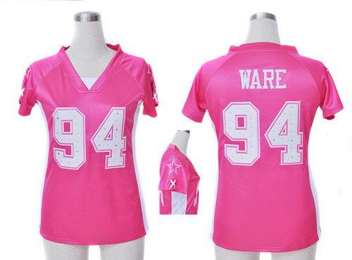  Cowboys #94 DeMarcus Ware Pink Draft Him Name & Number Top Women's Stitched NFL Elite Jersey