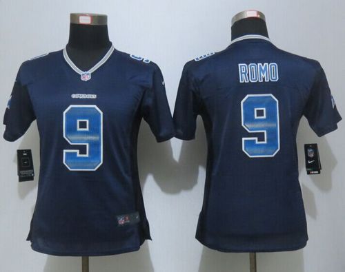  Cowboys #9 Tony Romo Navy Blue Team Color Women's Stitched NFL Elite Strobe Jersey
