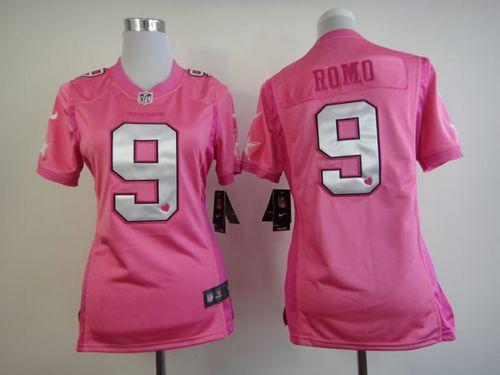  Cowboys #9 Tony Romo Pink Women's Be Luv'd Stitched NFL Elite Jersey