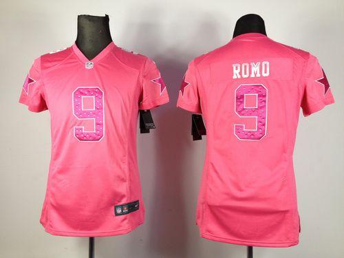  Cowboys #9 Tony Romo Pink Sweetheart Women's Stitched NFL Elite Jersey