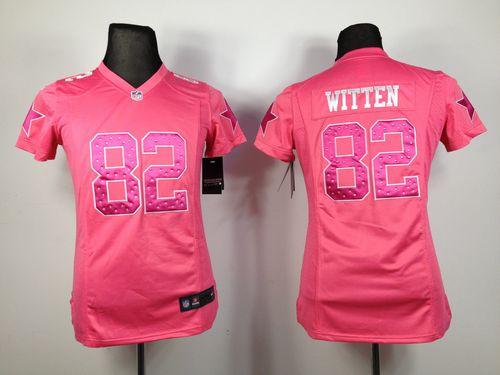  Cowboys #82 Jason Witten Pink Sweetheart Women's Stitched NFL Elite Jersey