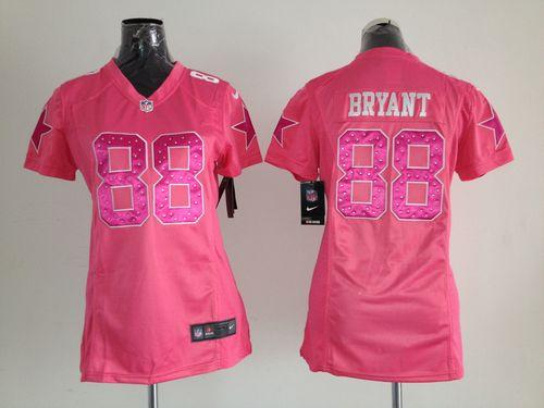  Cowboys #88 Dez Bryant Pink Sweetheart Women's Stitched NFL Elite Jersey