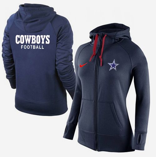 Women's  Dallas Cowboys Full Zip Performance Hoodie Dark Blue