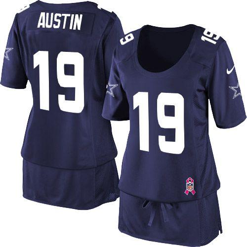  Cowboys #19 Miles Austin Navy Blue Team Color Women's Breast Cancer Awareness Stitched NFL Elite Jersey