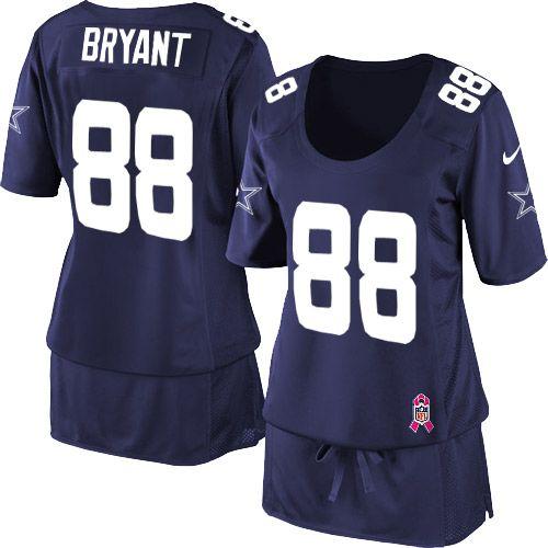  Cowboys #88 Dez Bryant Navy Blue Team Color Women's Breast Cancer Awareness Stitched NFL Elite Jersey
