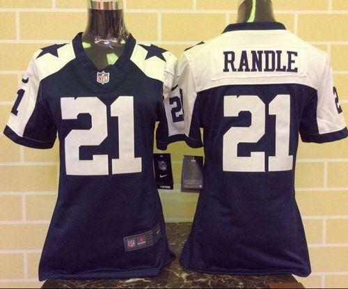  Cowboys #21 Joseph Randle Navy Blue Thanksgiving Throwback Women's Stitched NFL Elite Jersey
