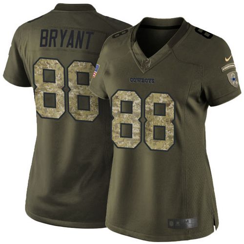  Cowboys #88 Dez Bryant Green Women's Stitched NFL Limited Salute to Service Jersey