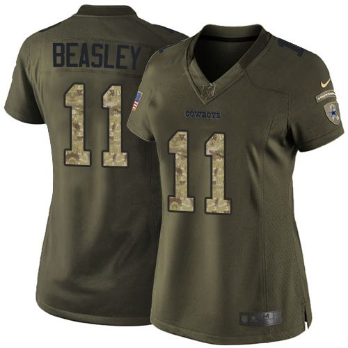  Cowboys #11 Cole Beasley Green Women's Stitched NFL Limited Salute to Service Jersey