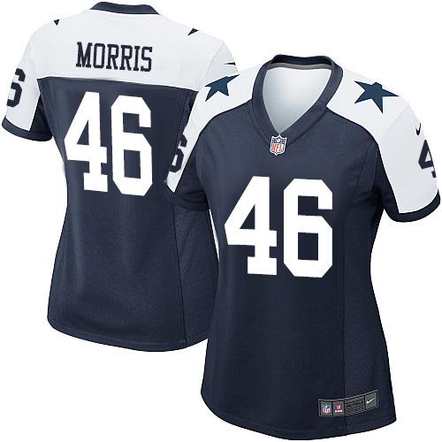  Cowboys #46 Alfred Morris Navy Blue Thanksgiving Women's Stitched NFL Throwback Elite Jersey