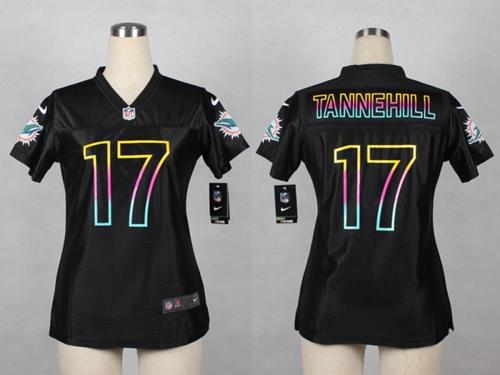  Dolphins #17 Ryan Tannehill Black Women's NFL Fashion Game Jersey