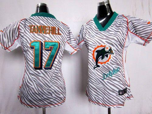  Dolphins #17 Ryan Tannehill Zebra Women's Stitched NFL Elite Jersey