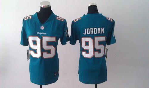  Dolphins #95 Dion Jordan Aqua Green Team Color Women's Stitched NFL Elite Jersey