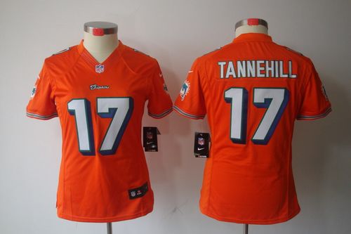  Dolphins #17 Ryan Tannehill Orange Alternate Women's Stitched NFL Limited Jersey