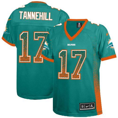  Dolphins #17 Ryan Tannehill Aqua Green Team Color Women's Stitched NFL Elite Drift Fashion Jersey