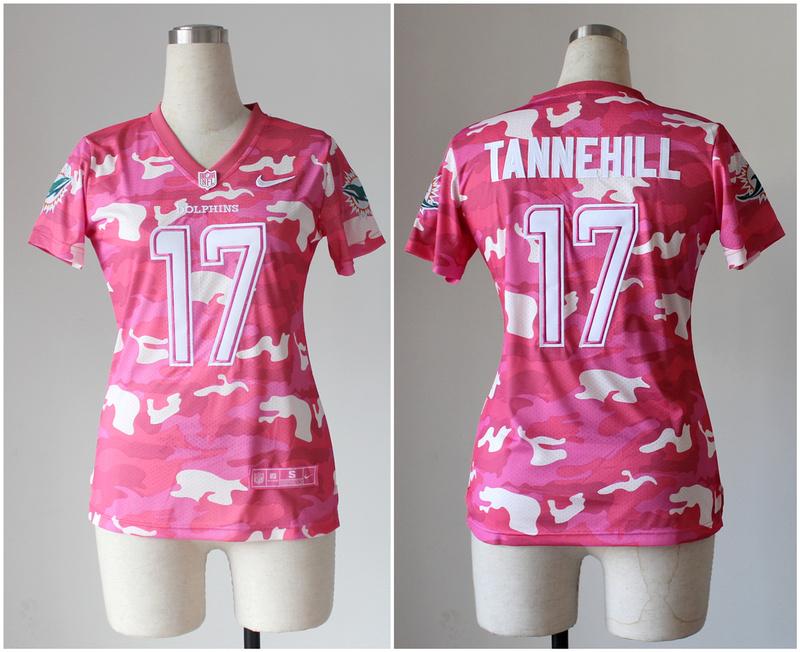  Dolphins #17 Ryan Tannehill Pink Women's Stitched NFL Elite Camo Fashion Jersey