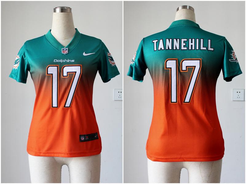  Dolphins #17 Ryan Tannehill Aqua Green/Orange Women's Stitched NFL Elite Fadeaway Fashion Jersey