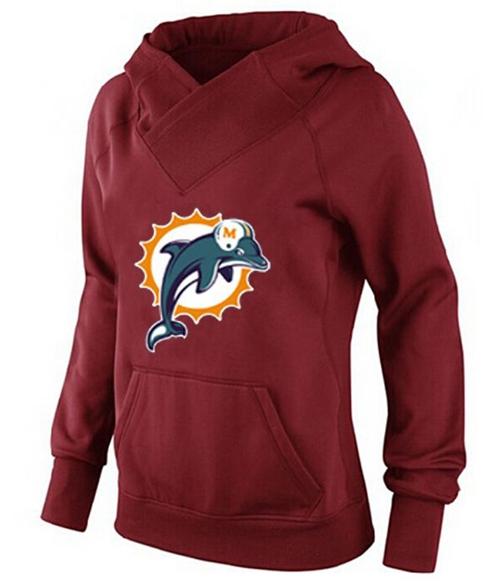 Women's Miami Dolphins Logo Pullover Hoodie Red 1