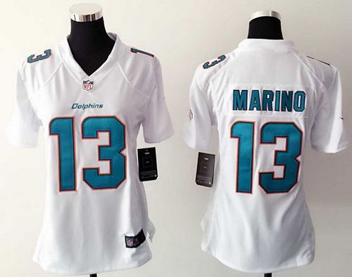  Dolphins #13 Dan Marino White Women's Stitched NFL Elite Jersey