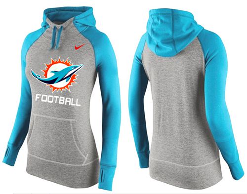 Women's  Miami Dolphins Performance Hoodie Grey & Blue_1