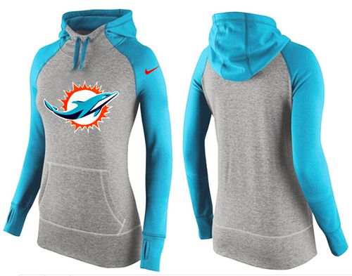 Women's  Miami Dolphins Performance Hoodie Grey & Blue_2