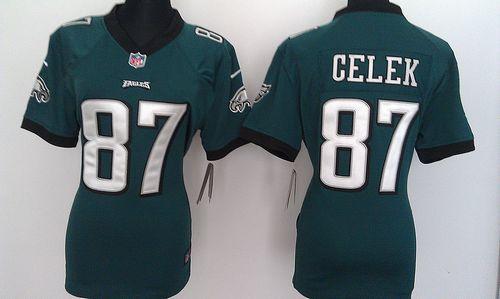  Eagles #87 Brent Celek Midnight Green Team Color Women's Stitched NFL Elite Jersey