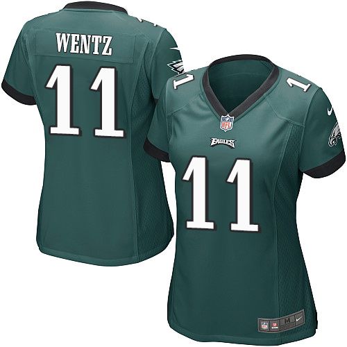  Eagles #11 Carson Wentz Midnight Green Team Color Women's Stitched NFL New Elite Jersey