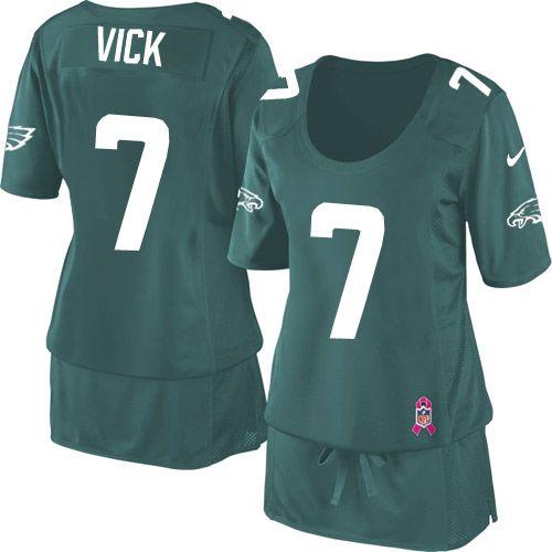 Eagles #7 Michael Vick Midnight Green Team Color Women's Breast Cancer Awareness Stitched NFL Elite Jersey