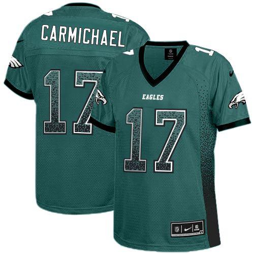  Eagles #17 Harold Carmichael Midnight Green Team Color Women's Stitched NFL Elite Drift Fashion Jersey