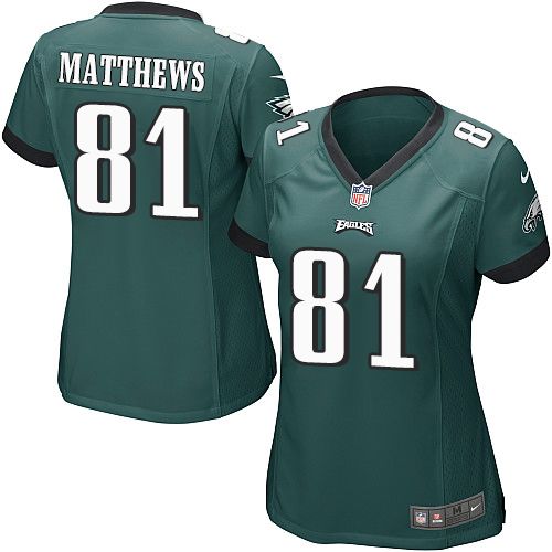  Eagles #81 Jordan Matthews Midnight Green Team Color Women's Stitched NFL New Elite Jersey