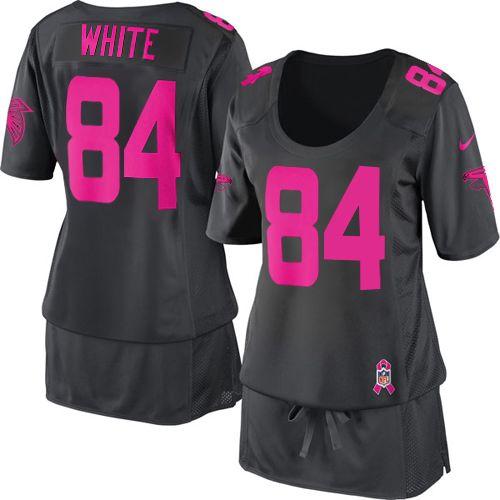  Falcons #84 Roddy White Dark Grey Women's Breast Cancer Awareness Stitched NFL Elite Jersey