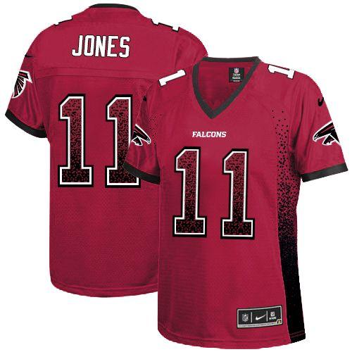  Falcons #11 Julio Jones Red Team Color Women's Stitched NFL Elite Drift Fashion Jersey