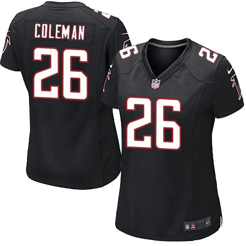  Falcons #26 Tevin Coleman Black Alternate Women's Stitched NFL Elite Jersey