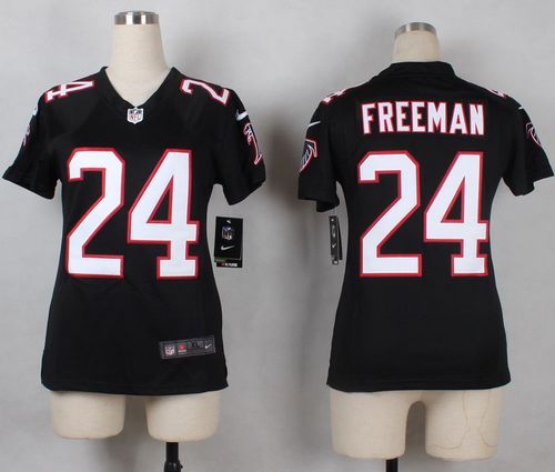  Falcons #24 Devonta Freeman Black Alternate Women's Stitched NFL Elite Jersey