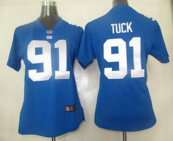  Giants #91 Justin Tuck Royal Blue Team Color Women's Stitched NFL Elite Jersey