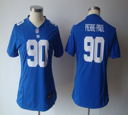  Giants #90 Jason Pierre Paul Royal Blue Team Color Women's NFL Game Jersey