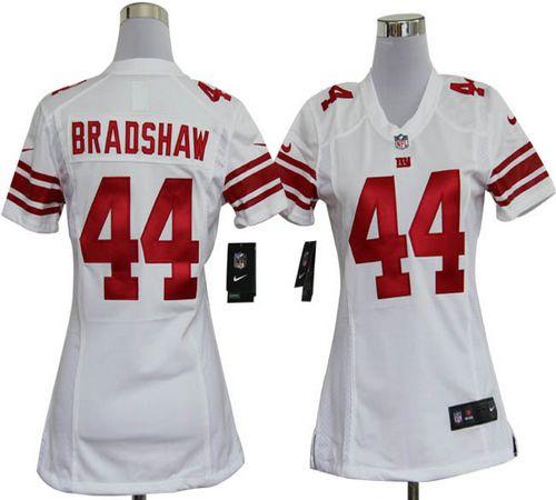  Giants #44 Ahmad Bradshaw White Women's Stitched NFL Elite Jersey