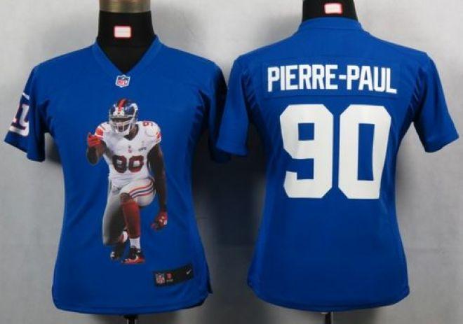  Giants #90 Jason Pierre Paul Royal Blue Team Color Women's Portrait Fashion NFL Game Jersey