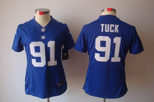  Giants #91 Justin Tuck Royal Blue Team Color Women's Stitched NFL Limited Jersey