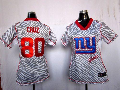  Giants #80 Victor Cruz Zebra Women's Stitched NFL Elite Jersey