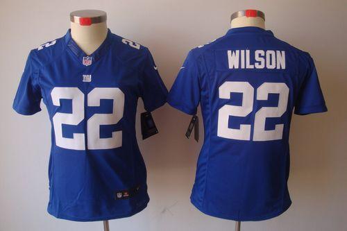  Giants #22 David Wilson Royal Blue Team Color Women's Stitched NFL Limited Jersey