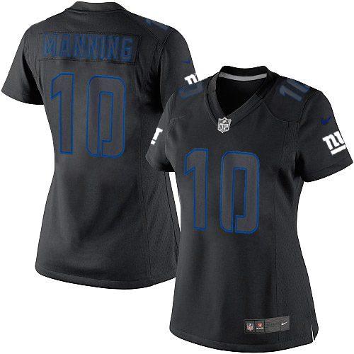  Giants #10 Eli Manning Black Impact Women's Stitched NFL Limited Jersey