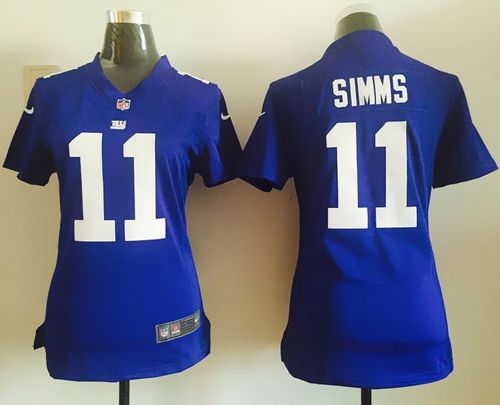  Giants #11 Phil Simms Royal Blue Team Color Women's Stitched NFL Elite Jersey