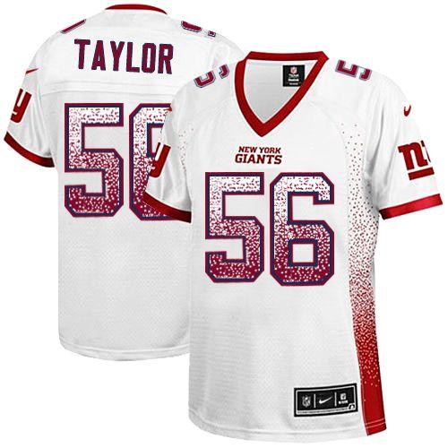  Giants #56 Lawrence Taylor White Women's Stitched NFL Elite Drift Fashion Jersey