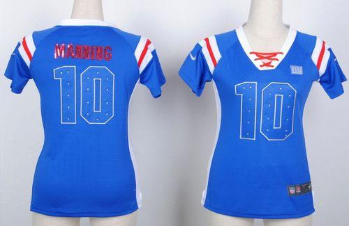  Giants #10 Eli Manning Royal Blue Women's Stitched NFL Elite Light Diamond Jersey